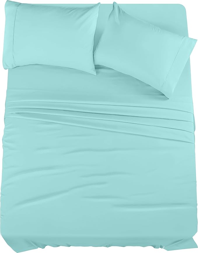 Utopia Bedding King Bed Sheets Set - 4 Piece Bedding - Brushed Microfiber - Shrinkage and Fade Resistant - Easy Care (King, Spa Blue)