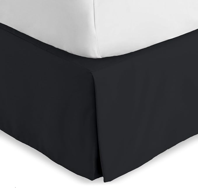 Bare Home Kids Twin Bed Skirt - 15-Inch Tailored Drop Easy Fit - Bed Skirt for Beds - Center & Corner Pleats (Twin, Black)