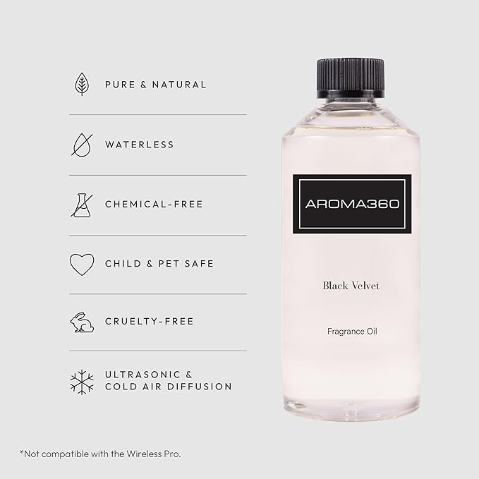 Aroma360 Fragrance Oil - Fragrance Oil Inspired by Edition Hotel - Scents Include Smokey Black Tea, Rose & Amber - Black Velvet, 500mL/16.9 fl oz