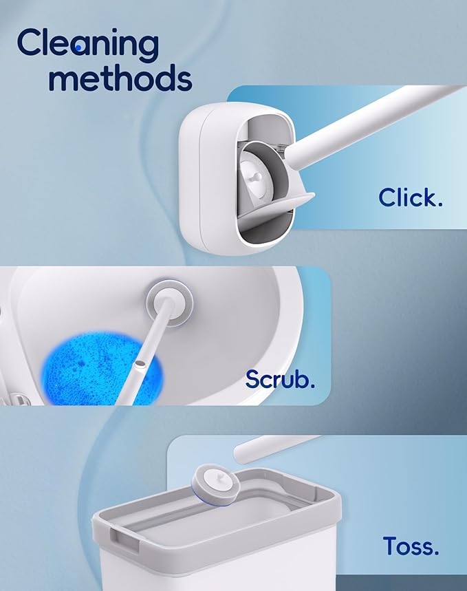 Disposable Toilet Cleaning System - Toilet Wand Kit with 18 High-Performance Refills, Wall Mounted Toilet Brush and Holder for Deep Cleaning Bathroom