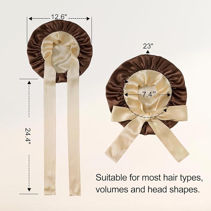 ZIMASILK 100% Mulberry Silk Bonnet for Sleeping Women Double Layer Hair Wrap with Silk Tie Band,1 Pack