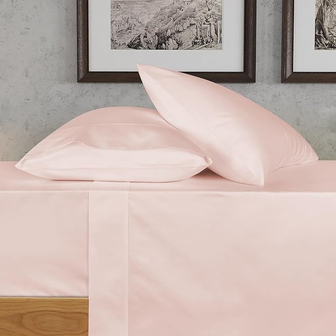 URBANHUT 700 Thread Count King Size Egyptian Cotton Sheets, 4Pc Sheet Set Soft Luxury Bed Sheets for King Size Bed, Sateen Weave Hotel Sheets, 16'' Elasticized Deep Pocket - Blush Pink