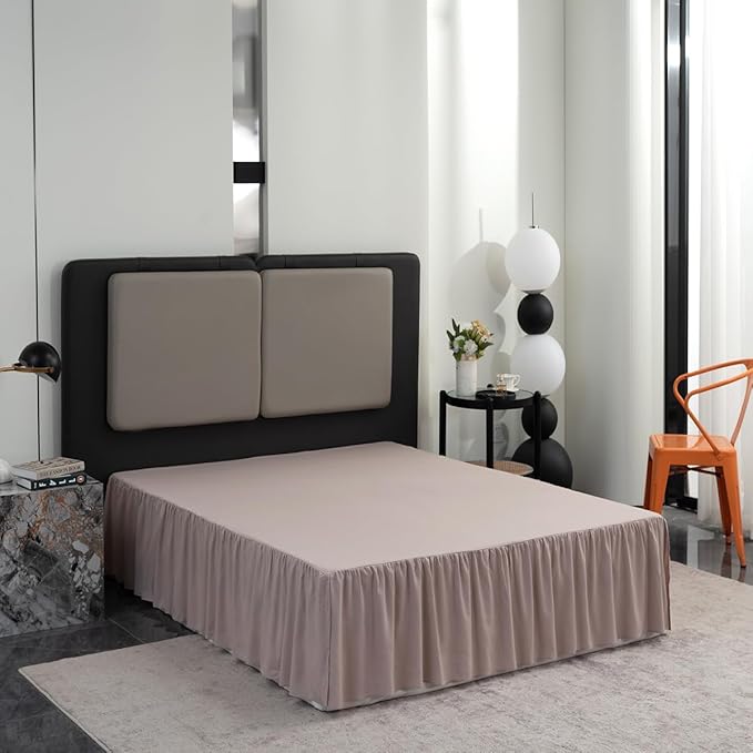 Bed Skirt Queen Size Ruffled Bed Skirt with Split Corners, Queen Bed Skirt 14 Inch Drop, TSUTOMI Queen Size Bed Skirt Khaki for Ruffled Bed Skirt with Split Corners, Bed Skirt Queen Size