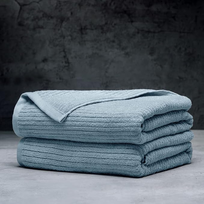 LUXOME Luxury Performance 2-Piece Bath Sheet Set | Oversized for 50% More Coverage | Highly Absorbent | 36" W x 70" L | Surf