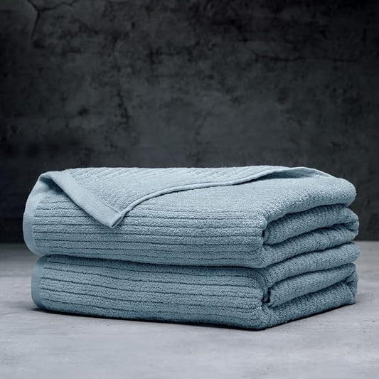 LUXOME Luxury Performance 2-Piece Bath Sheet Set | Oversized for 50% More Coverage | Highly Absorbent | 36" W x 70" L | Surf