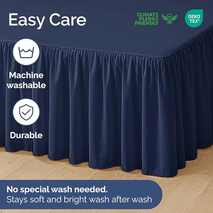 Bedskirt Full Size Ruffle - 15 inch Drop Dust Ruffle Bed Skirt with Platform - Ultra-Soft, Easy Fit, Premium Hotel Quality - Wrinkle, Fade & Shrink Resistant - for Women, Men, Kids and Teens - Navy