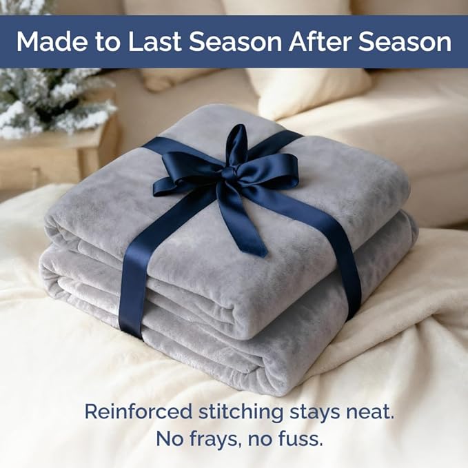 Ultra Soft Fleece Blanket King Size - Flannel Fleece Luxury King Blanket - Lightweight for Couch Bed Chair - Thick, Warm and Breathable - All Season Cozy Fuzzy, Anti-Static Microplush Bedding, Grey