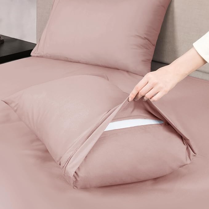 Mejoroom California King Size Sheet Set - Soft Microfiber Bed Sheets,Deep Pocket Fitted Sheet, Breathable, Wrinkle & Fade Resistant - 4 Piece (California King,Dusty Pink)