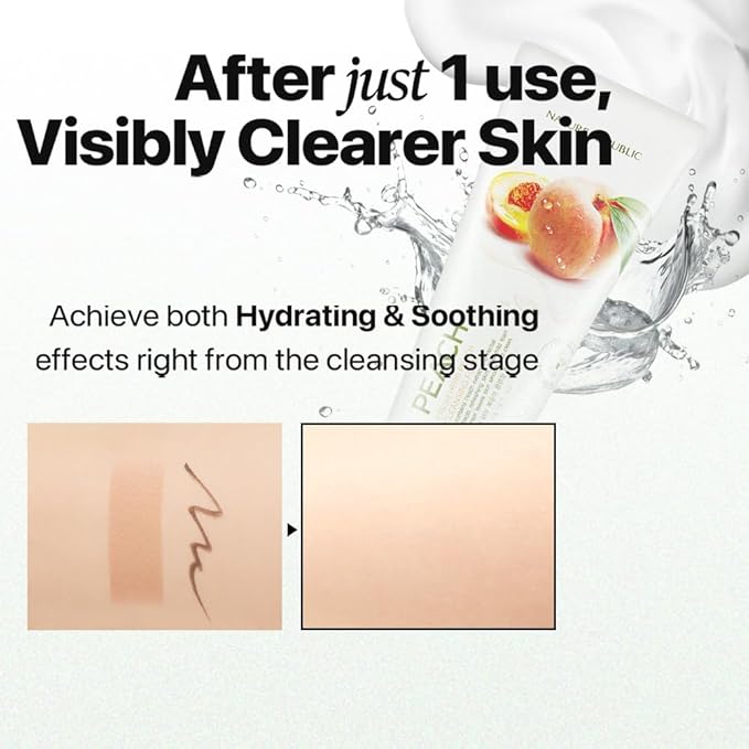 Nature Republic Fresh Herb Peach cleansing foam Hydration & Moisturizing daily Makeup Remover, Nighttime Foaming Pore Cleansing aloe face wash,Korean Skin Care for All Skin Types 170ml / 5.74 fl Oz
