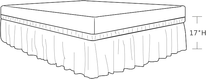 Biscaynebay Wrap Around Bed Skirts with Split Corners for Full Beds 17" Drop, Black Elastic Dust Ruffles Easy Fit Wrinkle & Fade Resistant Silky Luxurious Fabric Solid Machine Washable