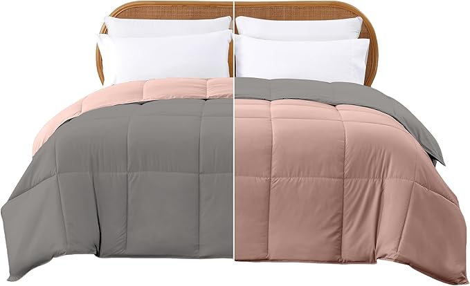 Modern Threads Down Alternative Reversible Comforter Charcoal Gray/Blush Queen