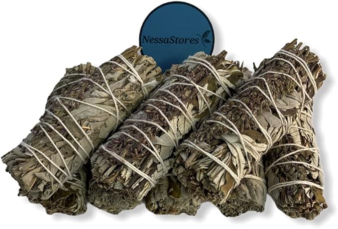 NESSASTORES - White Sage + Yerba Santa + Lavender Smudge Incense 4" Bundle #JC-198 (3 pcs)