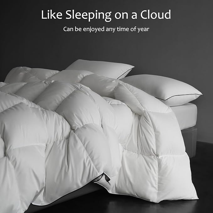 Luxury Down Fiber Comforter - High Fill Power Comforter King Size - Medium Warmth for All Season Duvet Insert - Light Weight, Lvory White (106" x 90")