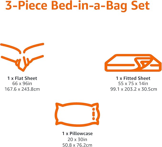 Amazon Basics Lightweight Microfiber 3-Piece Bed Sheet Set, Aqua, Printed, Twin XL