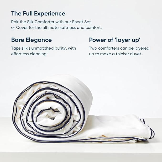 Vesta Heavyweight Silk Comforter, Overfilled Duvet Insert for Cold Sleepers & Winter, 100% Silk Fill with 100% Cotton Shell, Moisture-Wicking, King Size (White, Silk Weight: 5.3lbs)