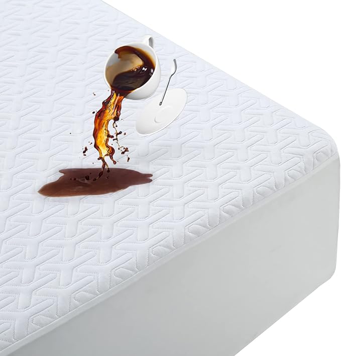 MERITLIFE Premium 100% Waterproof King Size Mattress Protector Cooling King Mattress Pad Cover Breathable Deep Pocket Topper Protection Machine Washable Noiseless Quiet (White,King 78"x80")