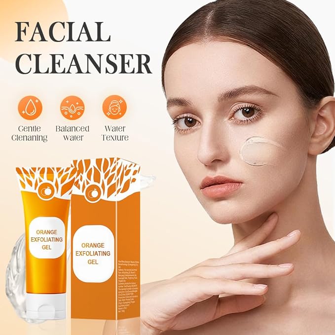 Orange Exfoliating Gel for Face & Body,Deep Pore Cleansing Gel Peeling Scrub,Remove Blackheads Moisturize Cleansing Scrub,Gentle Exfoliator for All Skin Types (Orange/3pcs, 100ML)