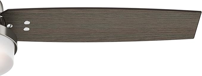 Hunter 52 inch Indoor Ceiling Fan with LED Light and Remote Control - Standard Mount Ceiling Fan, 3 Blades, For Bedroom, Living Room, or Kitchen - Sentinel 59157, Brushed Nickel
