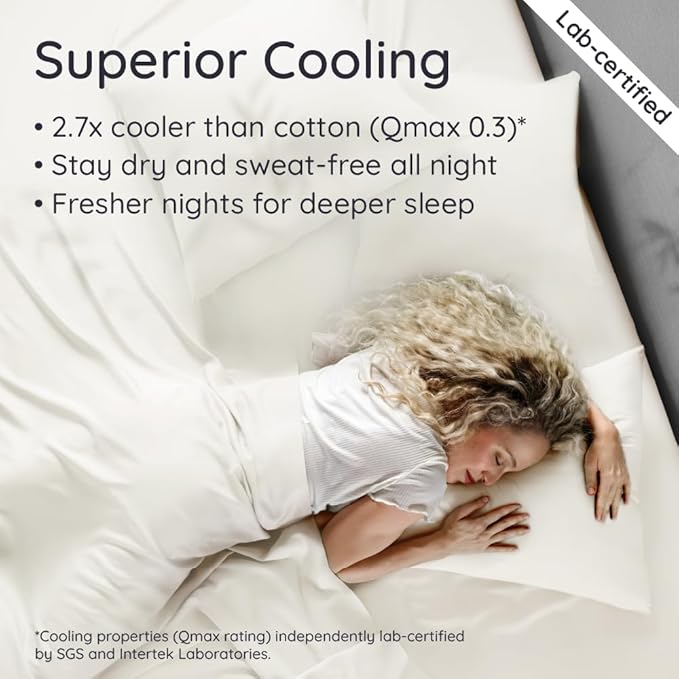 Bambaw 100% Viscose Derived from Bamboo Sheets Full Size Set – 4pcs Cooling Sheets Full Size, Perfect for Hot Sleepers, Luxury Sheets, Buttery Soft Bed Sheets, with Elastic Corner Straps (Ivory)