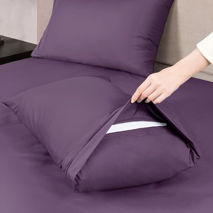 Mejoroom California King Size Sheet Set - Soft Microfiber Bed Sheets,Deep Pocket Fitted Sheet, Breathable, Wrinkle & Fade Resistant - 4 Piece (California King,Purple)