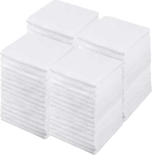 Shimeyao Bleach Proof Towels Microfiber Absorbent Resistant Hair Hand Towels Bulk Quick Dry for Barber Gym Bath Spa Shaving(40 Pack,White,Cute)