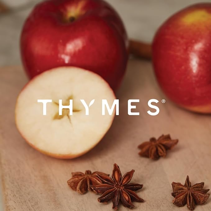 Thymes Simmered Cider Harvest Red 4-Wick Candle – Warm & Spicy Scented Candle with Notes of Freshly Pressed Apple, Clove, & Cardamom – Luxury Home Fragrance – Fall Decor – Red with Gold Lid (21 oz)