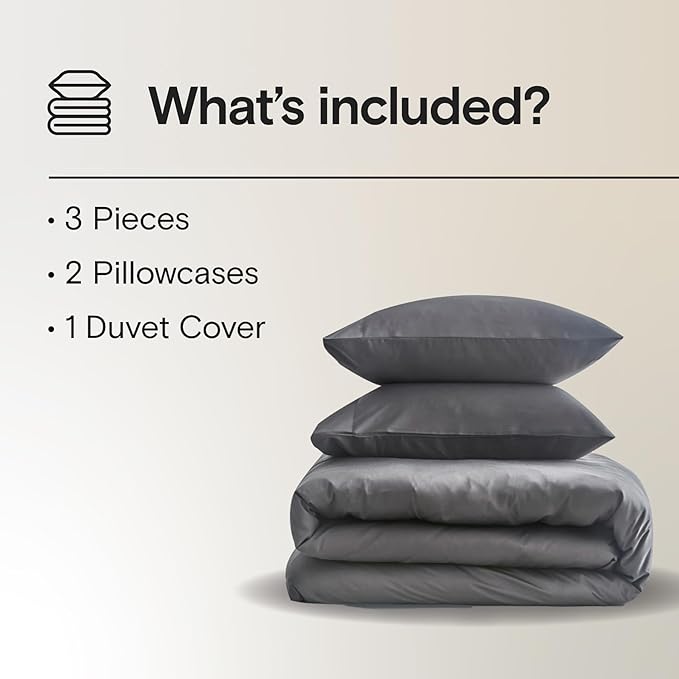 DOZ Duvet Cover Set, 100% Viscose derived from Bamboo, Organically Grown, Buttery Soft, Cooling Duvet Covers, High GSM, 1 Duvet Cover and 2 Pillowcases, 90"x90" (Storm, Full/Queen)