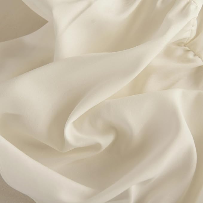 Bed Skirt Twin Size Ruffled Bed Skirt with Split Corners, Ivory Bed Skirts 16 Inch Drop, Bed Skirting with Platform, 16'' Twin