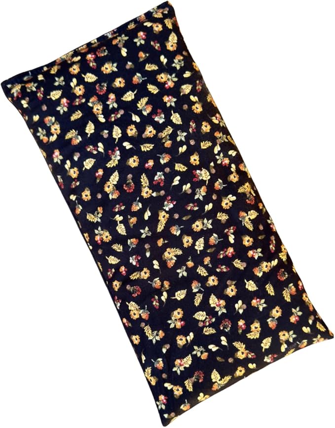 Large Microwave Heating Pad with Flax Seed, Scented or Unscented, Good for Back Pain or Cramps, Moist Heat Therapy or Ice Pack, Microwavable Bean Bag, 6" x 12" (Black Floral, Peppermint)