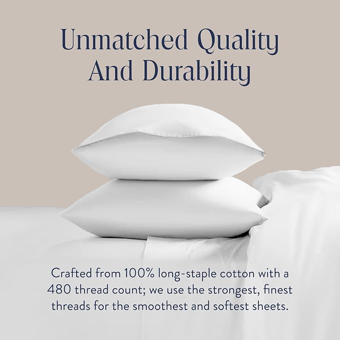 Brooklinen Luxury Sateen Duvet Cover Set - King/California King Size in White - Includes 1 Duvet Cover and 2 Pillowcases - 100% Cotton, 480 Thread Count