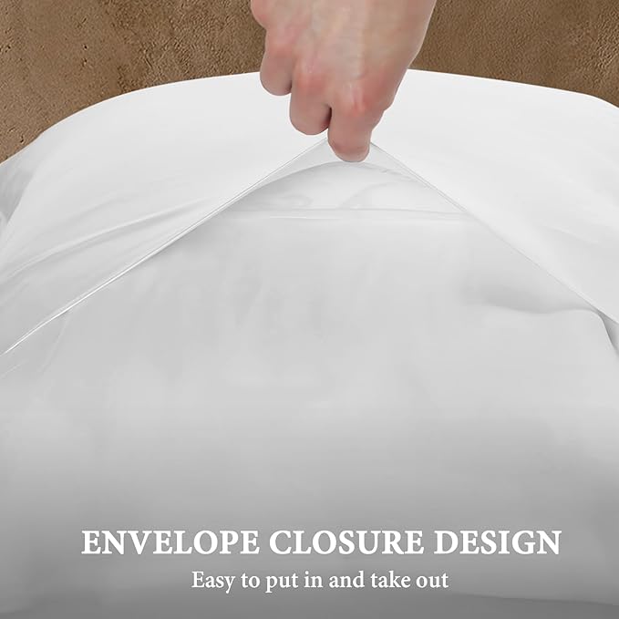 BHZ Satin Goose Down Feather Pillows King Size with White Satin Pillowcase for Hair and Skin, Cooling Pillow Cases Similar to Silk Pillow Cases, Decorative for Women, Mom Men