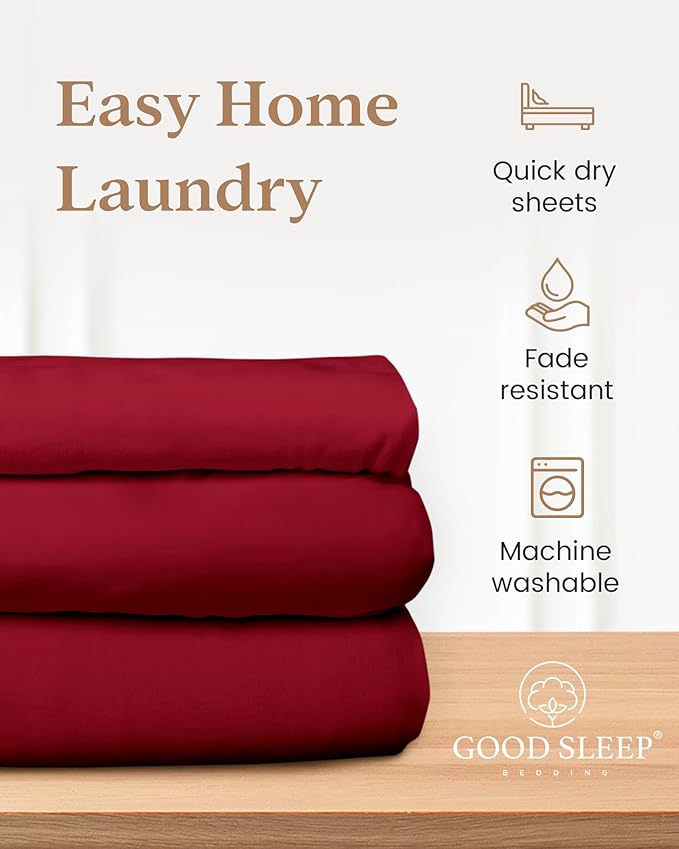 4 Pc Burgundy California King Sheet Sets, Egyptian Cotton Cal King Sheet Set for California King Bed Set, 16 Inch Deep Pocket Cal King Bed Sheets - 1 Fitted Sheet,1 Flat Sheet & 2 Pillow Case