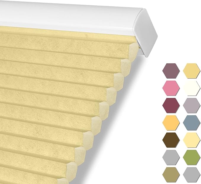 Persilux Light Filtering Cellular Shades Cordless Honeycomb Window Shades Bottom Up Dirt Proof Privacy Window Blinds for Windows, Bedroom and Living Room, Beige, 19" W x 54" H