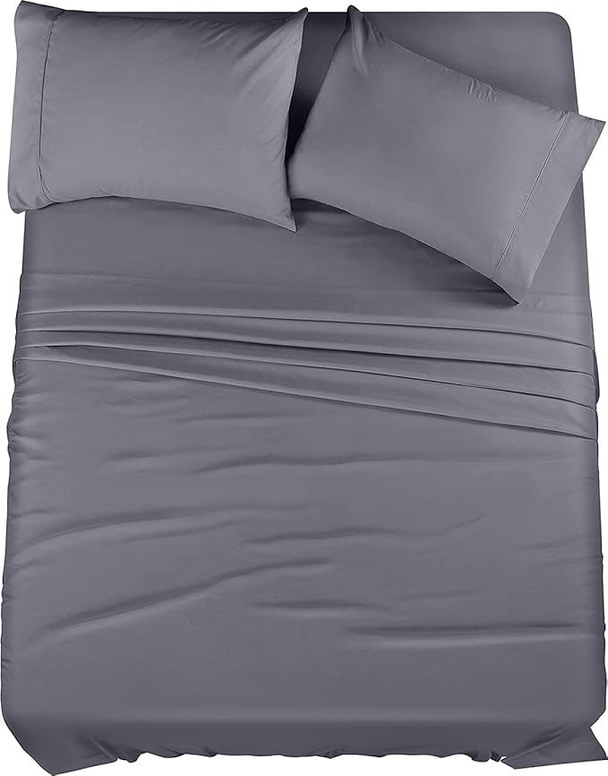 Utopia Bedding King Sheet Set – 4 Piece Bed Sheets for King Size Bed, Soft and Breathable Microfiber, Includes 1 Fitted Sheet, 1 Flat Sheet and 2 Pillowcases (Grey)