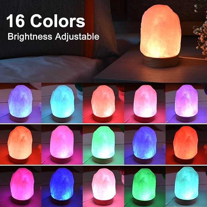 FANHAO Himalayan Salt Lamp 16 Colors, Natural Salt Rock Lamp Hand Carved Night Lights, USB Salt Crystal Lamp Remote Control for Meditation, Gifts & Home Décor