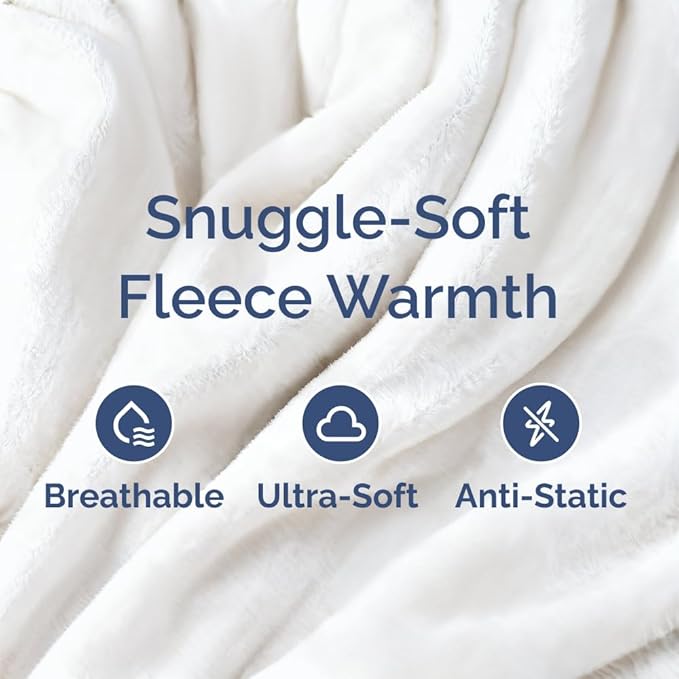 Ultra Soft Fleece Blanket Twin Size - Flannel Fleece Luxury Twin Blanket - Lightweight for Couch Bed Chair - Thick, Warm and Breathable - All Season Cozy Fuzzy, Anti-Static Microplush Bedding, White
