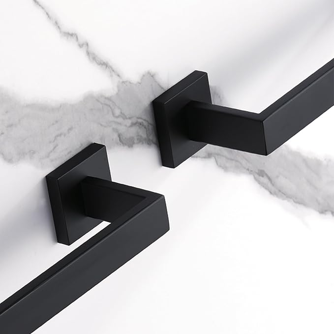 LANC 12-Inche Towel Bars for Bathroom Total Mounted Matte Black Bath Towel Ring Stainless Steel Total-14” Towel Rails for Kitchen Hand Towel Holder Racks Hanger Towel Rods, A8804MB-3P1