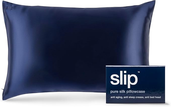 slip The Original Queen Pure Silk Pillow Case - 100% Pure 22 Momme Mulberry Silk - Queen Size Standard Pillow Case - Anti-Aging, Anti-BedHead, Anti-Sleep Crease, Navy, (20" x 30")