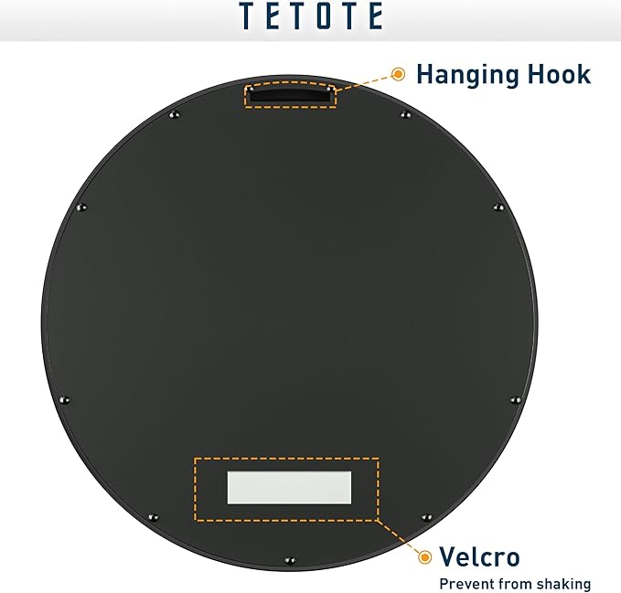 TETOTE Black Round Mirror, 24 Inch Circle Mirrors for Bathroom, Matte Metal Framed Farmhouse Wall Mounted Decorative Modern Vanity Entryway Mirror