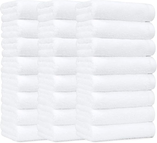 Amazon Basics Soft and Thick Cotton Hand Towels, 16 x 26 in, White, 24-Pack