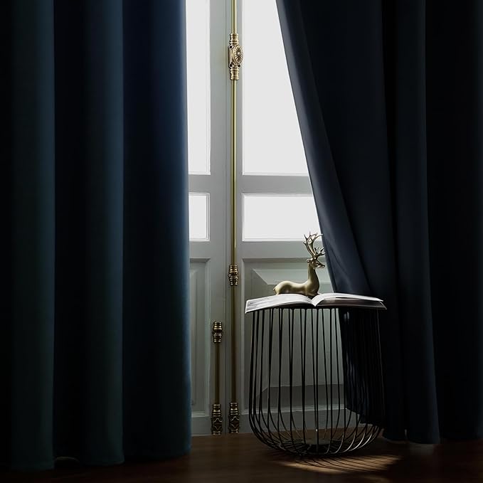 Joydeco Greyish Blue Velvet Curtains 72 Inches 2 Panels, Luxury Thermal Insulated Soft Curtains for Bedroom & Living Room, Room Darkening Velvet Drapes, Rod Pocket (52W x 72L)