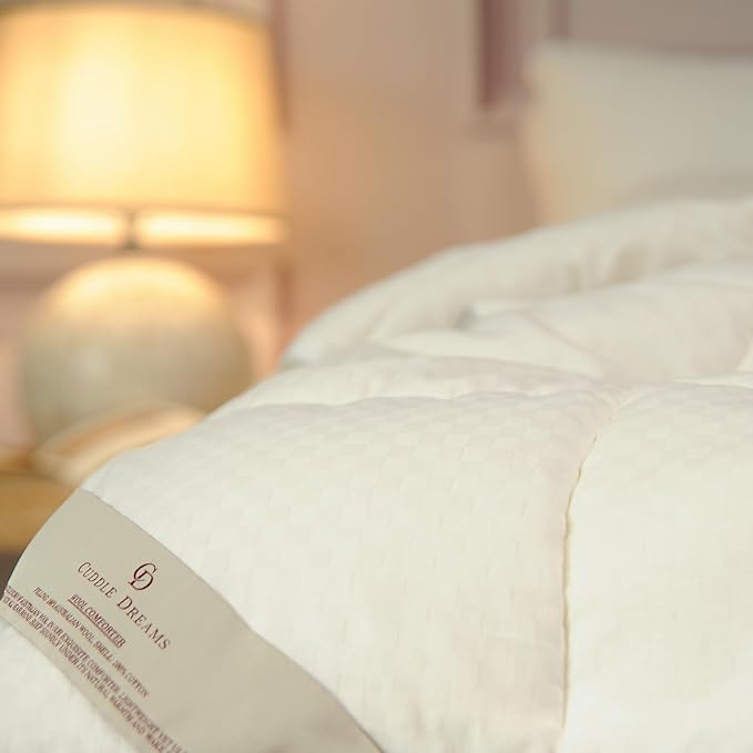 CUDDLE DREAMS Wool Comforter Duvet Insert, 100% Australian Wool Filling with Soft Noiseless Cotton Shell, Natural Warmth (Heavyweight for Winter, Twin)