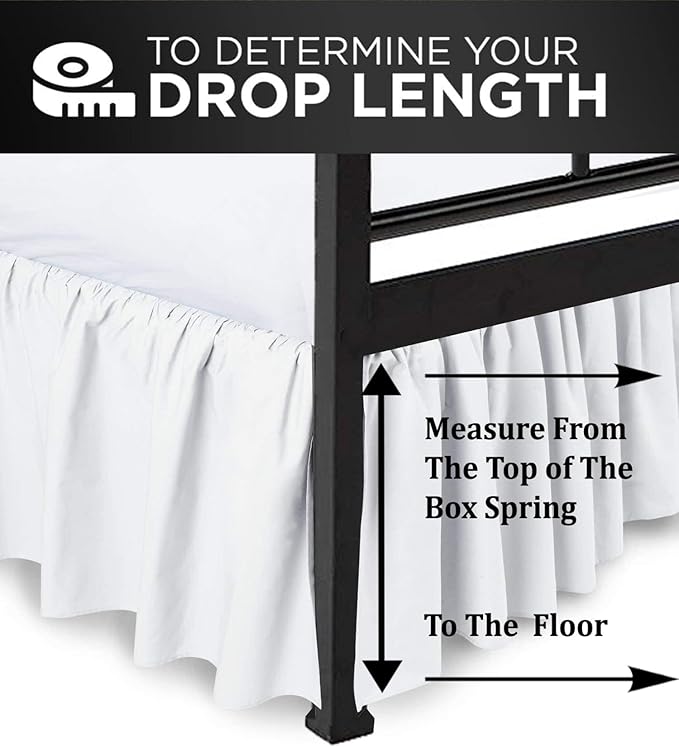 Ruffled Bed Skirt with Split Corners, White, King 16 Inch Drop Bedskirt, Hotel Quality Brushed Microfiber Wrinkle Free Dust Ruffle Bed Skirt King Size