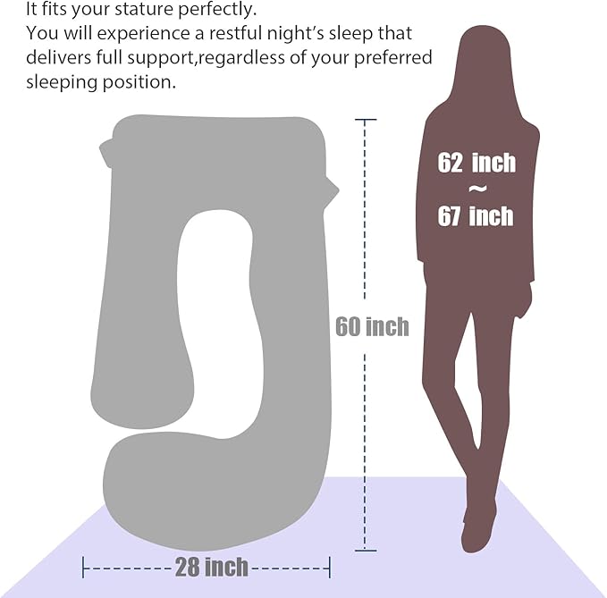 BATTOP Pregnancy Pillow for Sleeping, Full Body Pillow for Pregnancy Women with Removable Cover, 57 Inch Maternity Pillow, Support for Back, Legs, Belly, HIPS（Black Drey）