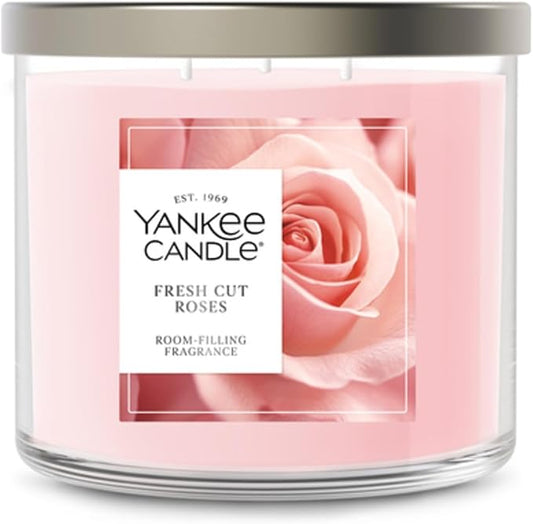 Yankee Candle Fresh Cut Roses, Scented Candle, 14.5oz 3-Wick Candle Jar with up to 40 Hours Burn Time, Giftable