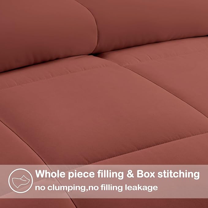 EASELAND Full Size Down Alternative Comforter - Quilted Duvet Insert for All Seasons, Soft Lightweight with Corner Tabs, Summer Winter Warm Bedding, Terracotta 82×86 Inches