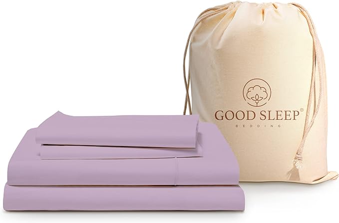 Good Sleep Bedding 4 Pc Lavender Twin Sheet Set for Twin Mattress, Egyptian Cotton Bed Sheets for Bed, Soft Breathable 16" Deep Pocket Bed Set - 1 Fitted Sheet, 1 Flat Sheet, 1 Pillow Case