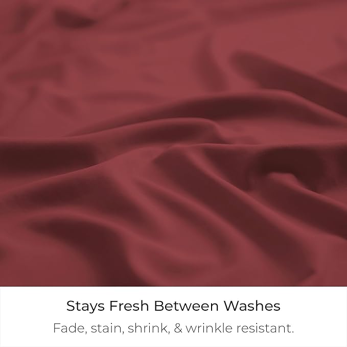 Mellanni Bed Skirt Cal King Size- Bed Skirting - 15-Inch Tailored Drop Pleated Dust Ruffle - Hotel Luxury Bedding - Wrinkle, Fade, Stain Resistant - 1 Bedskirt (Cal King, Brick Red)