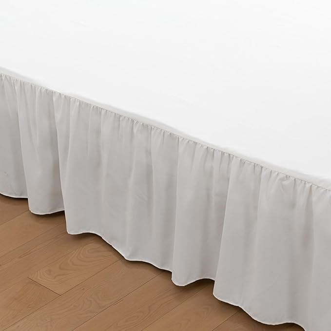 Bed Skirt Twin Size Ruffled Bed Skirt with Split Corners, 22 Inch Drop Dust Ruffle Bed Skirts with Platform, Ivory, Twin - 22" Drop