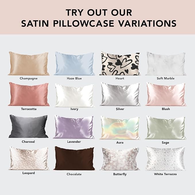 Kitsch Satin Pillowcase with Zipper for Hair & Skin, Softer Than Silk Pillow Cases Queen, Smooth Pillow Covers, Machine Washable, Wrinkle-Free, Cooling Satin Pillow Cases Standard Size 19"x26" (Blush)